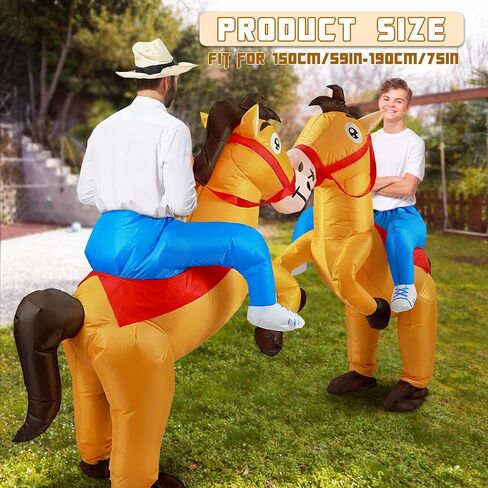 Inflatable Horse Costume, Inflatable Cowboy Riding Horse Costume Funny Blow up Costumes for Men Women Halloween (Multicolor) in Saudi Arabia