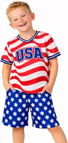 Men's USA Flag Cheerleader Costume World Cup Outfit Soccer Fans T-Shirt Star Short Costume for Game Day in Saudi Arabia
