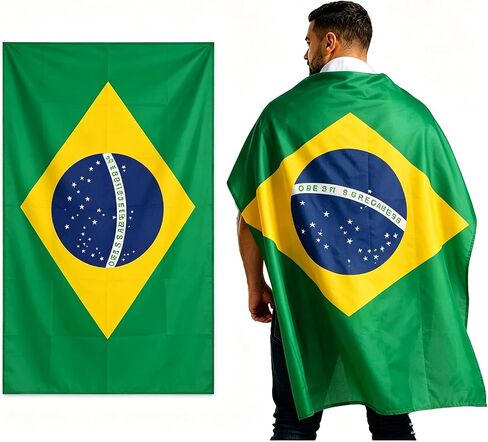 Brazil Flag Cape Cloak for International Sports Tournaments,Football Party Supplies， Game Day, Sporting Events, and Patriotic Celebrations (Brazil) in Saudi Arabia