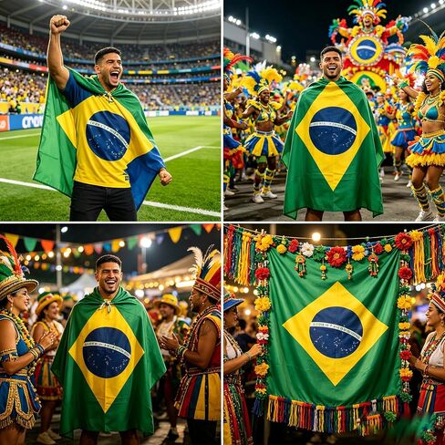 Brazil Flag Cape Cloak for International Sports Tournaments,Football Party Supplies， Game Day, Sporting Events, and Patriotic Celebrations (Brazil) in Saudi Arabia