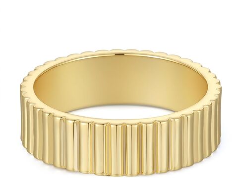 espere Ridged Wide Gold Band | Ribbed Stacking Wedding Ring | 3mm Fluted Wedding Band in Kuwait