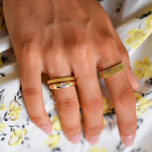 espere Ridged Wide Gold Band | Ribbed Stacking Wedding Ring | 3mm Fluted Wedding Band in Kuwait