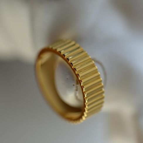 espere Ridged Wide Gold Band | Ribbed Stacking Wedding Ring | 3mm Fluted Wedding Band in Kuwait