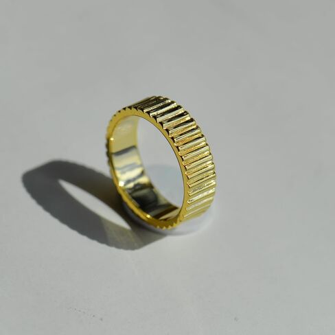 espere Ridged Wide Gold Band | Ribbed Stacking Wedding Ring | 3mm Fluted Wedding Band in Kuwait