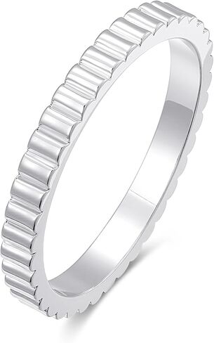 espere Ridged Wide Gold Band | Ribbed Stacking Wedding Ring | 3mm Fluted Wedding Band in Kuwait