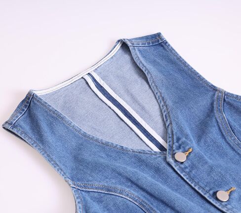 Ladyful Crop Denim Vest Women Jean Vest Top Summer Y2K Trendy Button Down Sleeveless Western Cowgirl Jean Top Coat in Kuwait