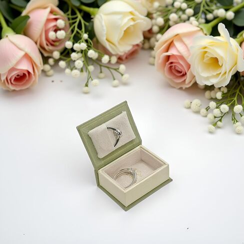 Book Shaped Ring Box - Vintage Engagement Ring Box with Hinged Lid for Proposal Engagement Wedding, Proposal Ring Case-PRB012-Green in Saudi Arabia