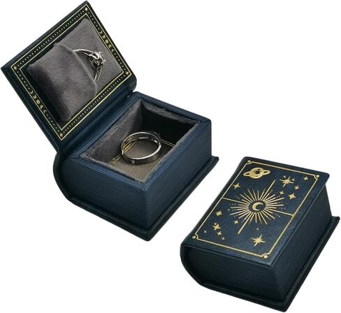 Book Shaped Ring Box - Vintage Engagement Ring Box with Hinged Lid for Proposal Engagement Wedding, Proposal Ring Case-PRB012-Green in Saudi Arabia