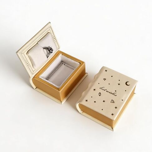 Book Shaped Ring Box - Vintage Engagement Ring Box with Hinged Lid for Proposal Engagement Wedding, Proposal Ring Case-PRB012-Green in Saudi Arabia