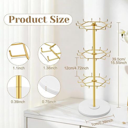 OAOLEER Bracelet Holder Display,3-Tier Rotating Bracelet Organizer Jewelry Stand Gold Metal Jewelry Display for Vendor With 36 Hooks in Saudi Arabia