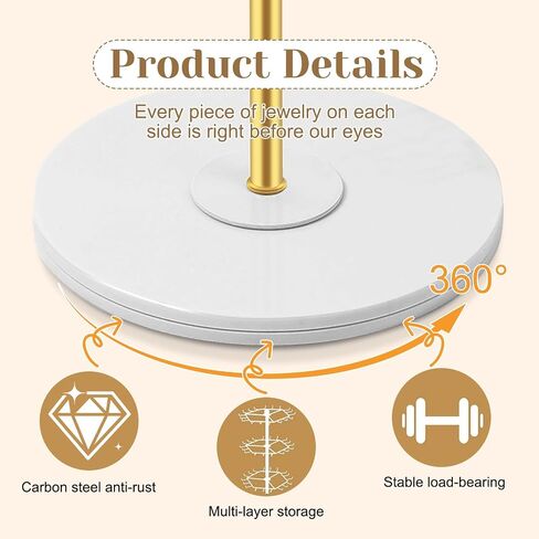 OAOLEER Bracelet Holder Display,3-Tier Rotating Bracelet Organizer Jewelry Stand Gold Metal Jewelry Display for Vendor With 36 Hooks in Saudi Arabia