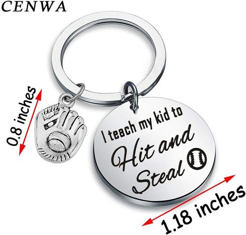 CENWA Baseball Mom Gift I Teach My Kid to Hit and Steal Keychain Mom Life Baseball Keychain Softball Mom in Kuwait