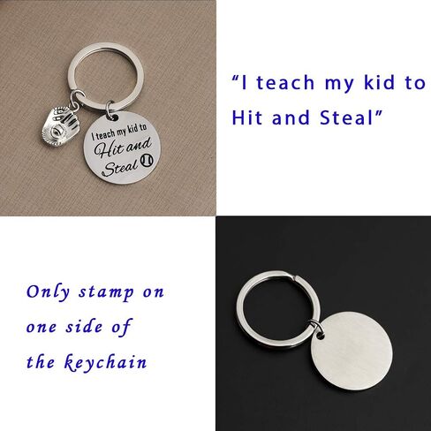 CENWA Baseball Mom Gift I Teach My Kid to Hit and Steal Keychain Mom Life Baseball Keychain Softball Mom in Kuwait