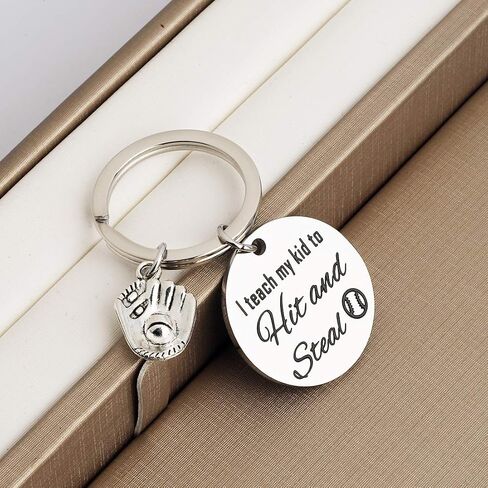 CENWA Baseball Mom Gift I Teach My Kid to Hit and Steal Keychain Mom Life Baseball Keychain Softball Mom in Kuwait