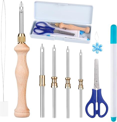 Punch Neddle Kit with Storage Box,Adjustable Punch Needle Tool with 5 Different Metal Needles,Embroidery Punch Needle Set Adults Beginner for DIY Craft,Perfect for Decoration and Gifts in Kuwait