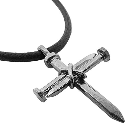 FORGIVEN JEWELRY Antique Nail Cross Necklace Gunmetal Color Finish in Saudi Arabia
