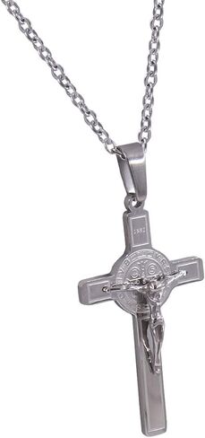 Catholic Town Saint Benedict Crucifix Pendant Stainless-Steel metal Available in Gold and Silver colors in Kuwait