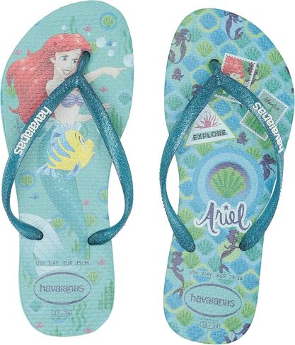 Havaianas Kids Slim Princess Flip Flop - Disney Gift for Girls - Green, 13/1Y little kid in Kuwait