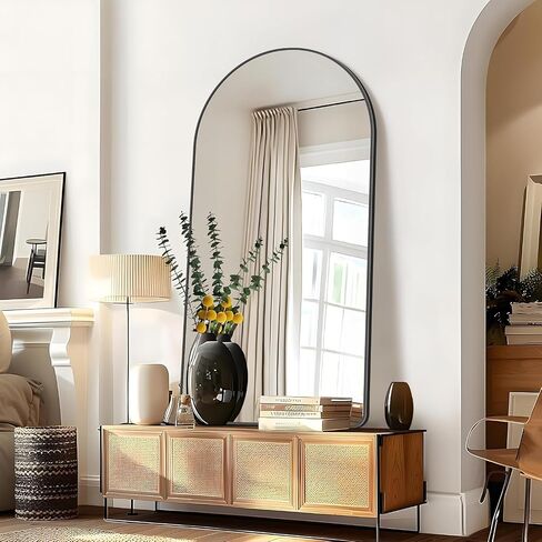 GLASHOM Arched Bathroom Mirror, 30"x55" Black Arched Mirror for Bathroom, Wall Mounted Mirror, Black Vanity Wall Mirror Metal Frame for Bedroom, Entryway, Living Room, Vertically Hanging in Saudi Arabia