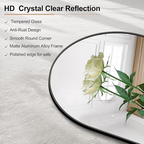 GLASHOM Arched Bathroom Mirror, 30"x55" Black Arched Mirror for Bathroom, Wall Mounted Mirror, Black Vanity Wall Mirror Metal Frame for Bedroom, Entryway, Living Room, Vertically Hanging in Saudi Arabia