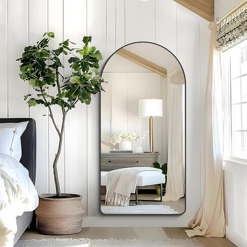 GLASHOM Arched Bathroom Mirror, 30"x55" Black Arched Mirror for Bathroom, Wall Mounted Mirror, Black Vanity Wall Mirror Metal Frame for Bedroom, Entryway, Living Room, Vertically Hanging in Saudi Arabia