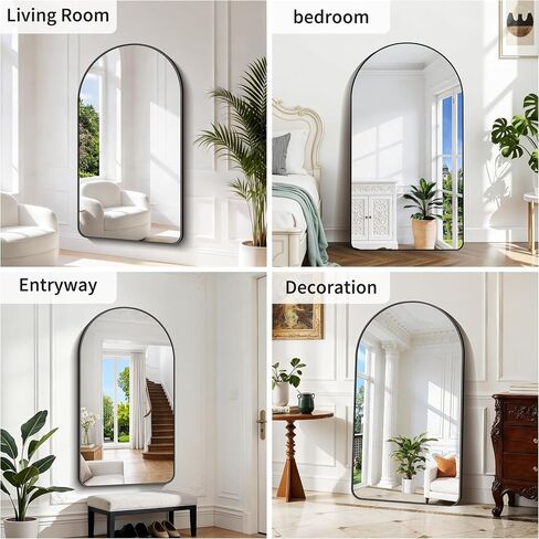 GLASHOM Arched Bathroom Mirror, 30"x55" Black Arched Mirror for Bathroom, Wall Mounted Mirror, Black Vanity Wall Mirror Metal Frame for Bedroom, Entryway, Living Room, Vertically Hanging in Saudi Arabia