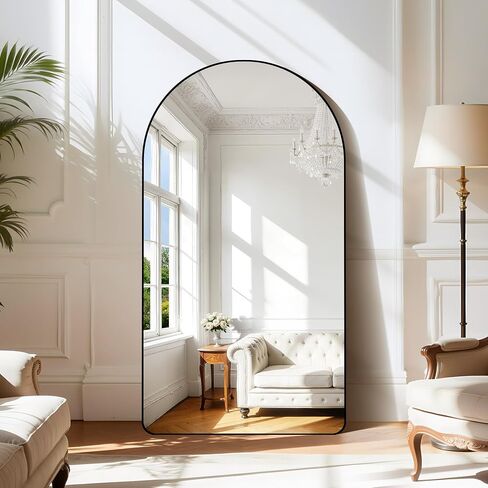 GLASHOM Arched Bathroom Mirror, 30"x55" Black Arched Mirror for Bathroom, Wall Mounted Mirror, Black Vanity Wall Mirror Metal Frame for Bedroom, Entryway, Living Room, Vertically Hanging in Saudi Arabia