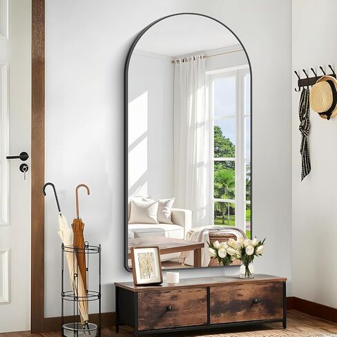 GLASHOM Arched Bathroom Mirror, 30"x55" Black Arched Mirror for Bathroom, Wall Mounted Mirror, Black Vanity Wall Mirror Metal Frame for Bedroom, Entryway, Living Room, Vertically Hanging in Saudi Arabia