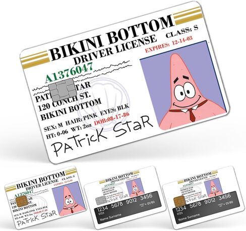 CUCU Covers Patrick License Credit Card Skin Stickers for Key, Debit, Bank Card 4PCS for Adults in Saudi Arabia