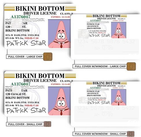 CUCU Covers Patrick License Credit Card Skin Stickers for Key, Debit, Bank Card 4PCS for Adults in Saudi Arabia