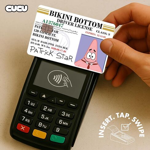 CUCU Covers Patrick License Credit Card Skin Stickers for Key, Debit, Bank Card 4PCS for Adults in Saudi Arabia