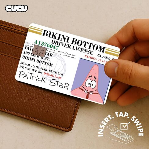 CUCU Covers Patrick License Credit Card Skin Stickers for Key, Debit, Bank Card 4PCS for Adults in Saudi Arabia