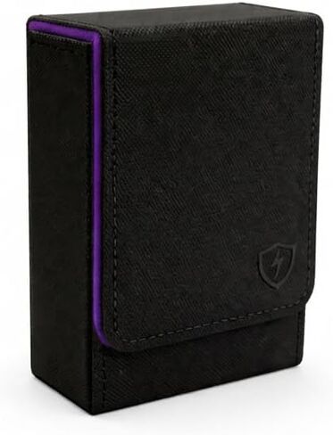 Single Deck Leather Poker Card Case – Playing Card Holder with Magnetic Closure, Fits Standard Poker Size Cards, Premium Card Protector for Travel & Game Night (Black-Purple) in Saudi Arabia