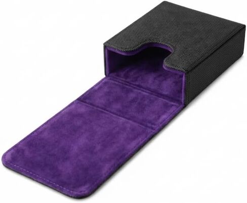 Single Deck Leather Poker Card Case – Playing Card Holder with Magnetic Closure, Fits Standard Poker Size Cards, Premium Card Protector for Travel & Game Night (Black-Purple) in Saudi Arabia