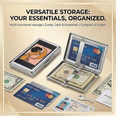 Vintage Card Holder, Vintage Art Deco Versatile Card & Cash Case with RFID,Slim Women Metal Art Wallet for Credit Cards Cash ID Business Cards in Saudi Arabia