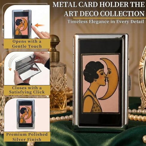 Vintage Card Holder, Vintage Art Deco Versatile Card & Cash Case with RFID,Slim Women Metal Art Wallet for Credit Cards Cash ID Business Cards in Saudi Arabia