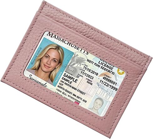 Leather credit card holder Minimalist Slim Front Pocket Wallet with ID Window Stylish and Durable Unisex Card Case drivers license holder in Kuwait