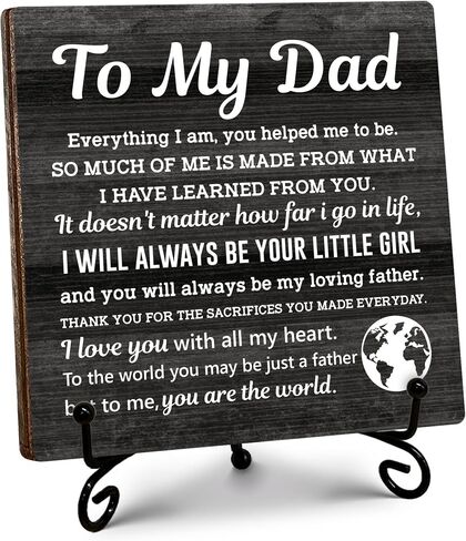 Thank You Gifts for Dad from Daughter, Father's Day Thanksgiving Birthday Gifts for Dad Daddy, To My Dad Wooden Sign with Stand, Home Office Desk Decor Presents for Dads, 5" x 5"-B12 in Saudi Arabia