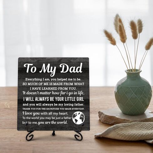 Thank You Gifts for Dad from Daughter, Father's Day Thanksgiving Birthday Gifts for Dad Daddy, To My Dad Wooden Sign with Stand, Home Office Desk Decor Presents for Dads, 5" x 5"-B12 in Saudi Arabia