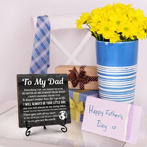 Thank You Gifts for Dad from Daughter, Father's Day Thanksgiving Birthday Gifts for Dad Daddy, To My Dad Wooden Sign with Stand, Home Office Desk Decor Presents for Dads, 5" x 5"-B12 in Saudi Arabia