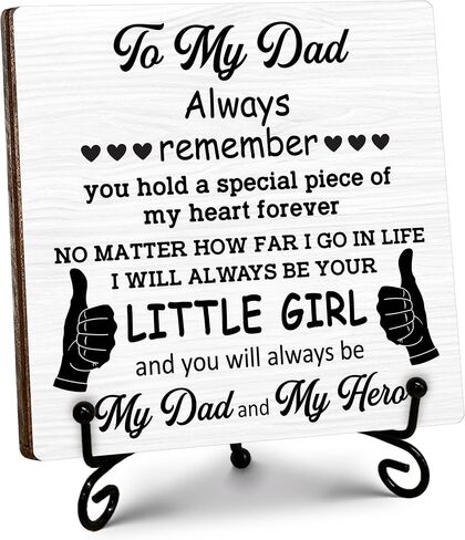 Thank You Gifts for Dad from Daughter, Father's Day Thanksgiving Birthday Gifts for Dad Daddy, To My Dad Wooden Sign with Stand, Home Office Desk Decor Presents for Dads, 5" x 5"-B12 in Saudi Arabia