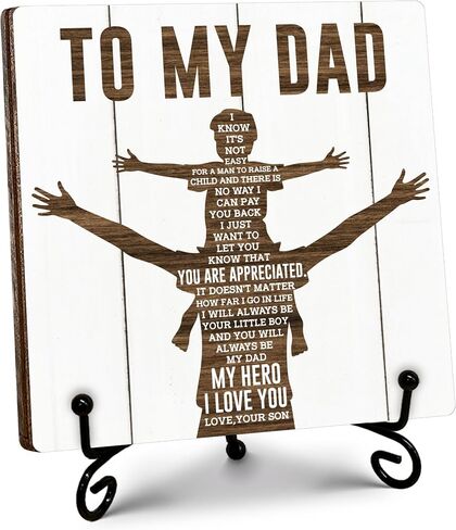 Thank You Gifts for Dad from Daughter, Father's Day Thanksgiving Birthday Gifts for Dad Daddy, To My Dad Wooden Sign with Stand, Home Office Desk Decor Presents for Dads, 5" x 5"-B12 in Saudi Arabia