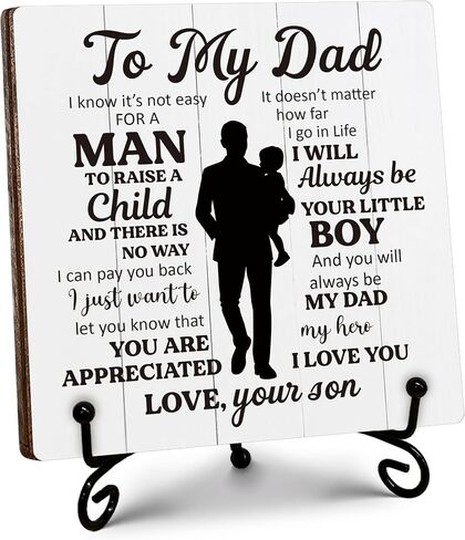 Thank You Gifts for Dad from Daughter, Father's Day Thanksgiving Birthday Gifts for Dad Daddy, To My Dad Wooden Sign with Stand, Home Office Desk Decor Presents for Dads, 5" x 5"-B12 in Saudi Arabia