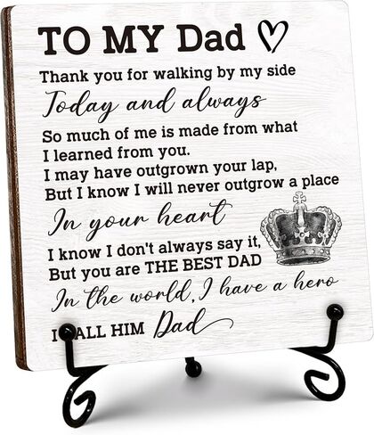 Thank You Gifts for Dad from Daughter, Father's Day Thanksgiving Birthday Gifts for Dad Daddy, To My Dad Wooden Sign with Stand, Home Office Desk Decor Presents for Dads, 5" x 5"-B12 in Saudi Arabia
