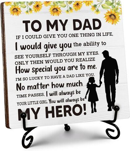 Thank You Gifts for Dad from Daughter, Father's Day Thanksgiving Birthday Gifts for Dad Daddy, To My Dad Wooden Sign with Stand, Home Office Desk Decor Presents for Dads, 5" x 5"-B12 in Saudi Arabia