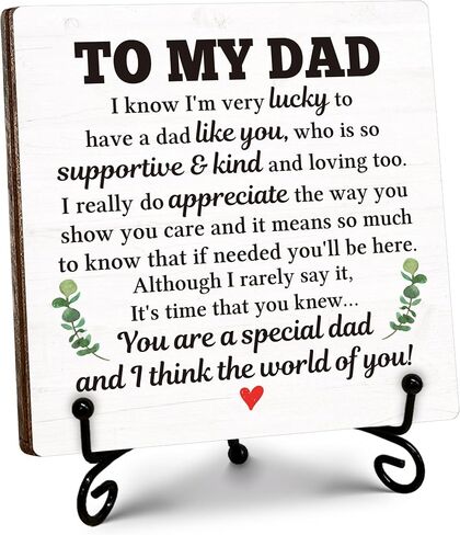 Thank You Gifts for Dad from Daughter, Father's Day Thanksgiving Birthday Gifts for Dad Daddy, To My Dad Wooden Sign with Stand, Home Office Desk Decor Presents for Dads, 5" x 5"-B12 in Saudi Arabia