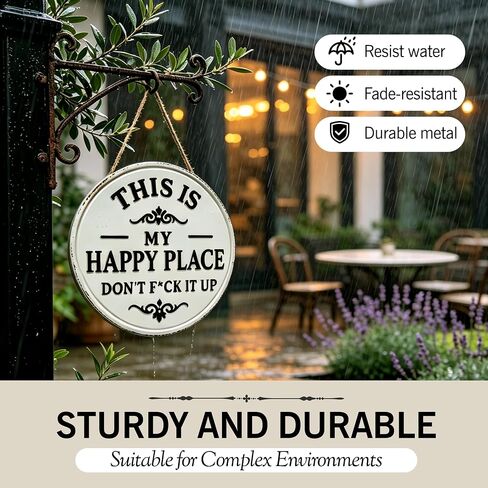 This Is My Happy Place Don’t F*ck It Up Sign – 12 * 12in Funny Decorative Metal Sign for Home, Garden or Bar, Rusty Vintage Happy Place Sign for Wall, Indoor/Outdoor Rural Farm Decor in Kuwait
