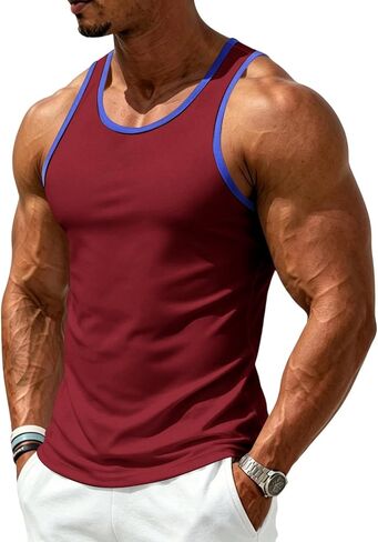 Tank Tops Men Slim Gym Sleeveless Muscle Tank Cotton Knit Lightweight Moisture-Wicking Breathable for Daily Training in Saudi Arabia