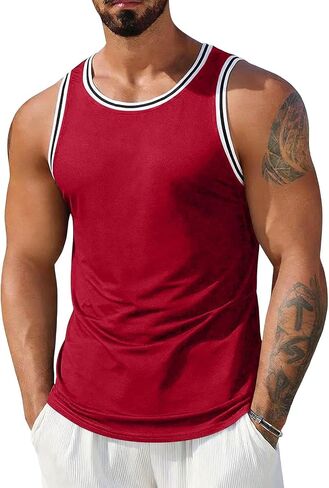 Tank Tops Men Slim Gym Sleeveless Muscle Tank Cotton Knit Lightweight Moisture-Wicking Breathable for Daily Training in Kuwait