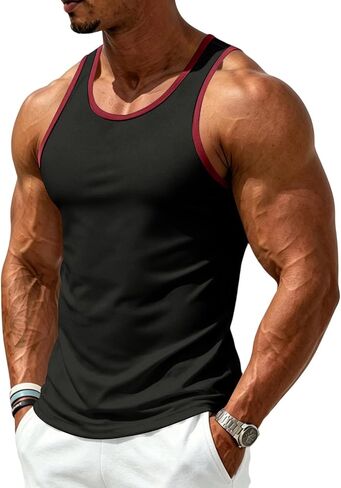 Tank Tops Men Slim Gym Sleeveless Muscle Tank Cotton Knit Lightweight Moisture-Wicking Breathable for Daily Training in Kuwait